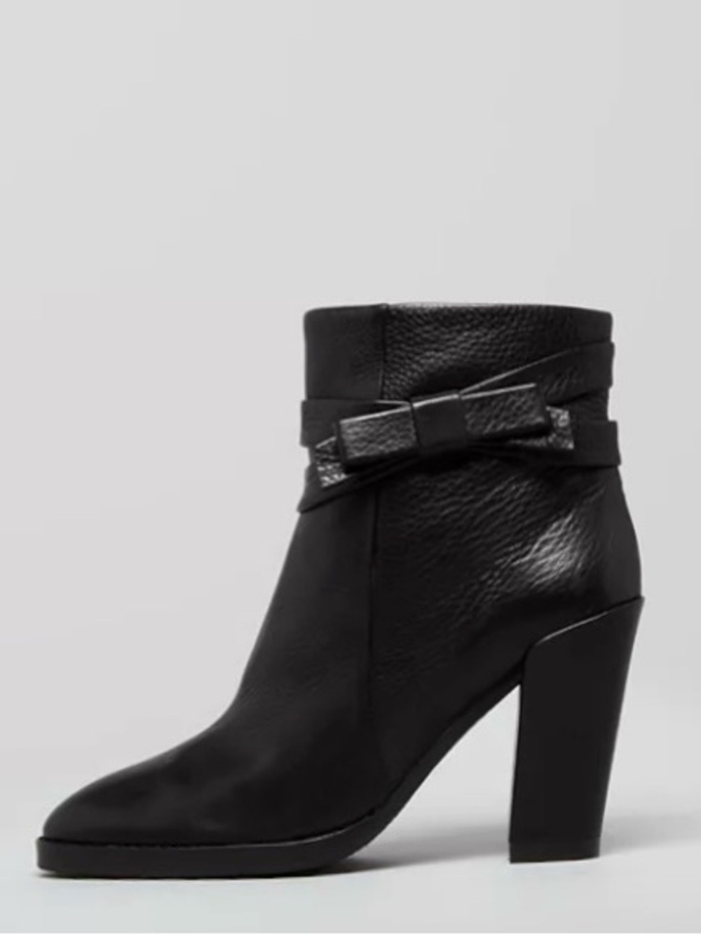 Kate Spade New York Black Mannie High-Heel Ankle Boots With Bow. Size 9.5